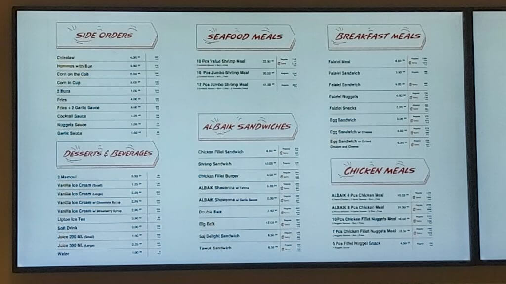 Al Baik Yanbu Menu